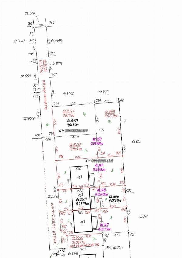 Mapa podziału nieruchomości na dwie działki